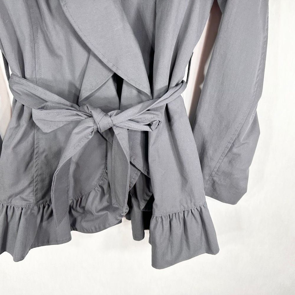 Sandro Studio Medium Jacket Gray Ruffled Long Coa… - image 3